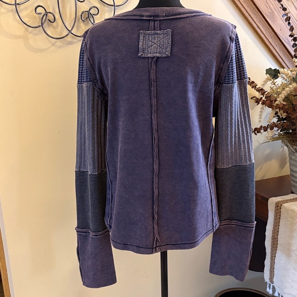 Oli & Hali Bluish-Purple Waffle Textured Henley - Picture 11 of 16